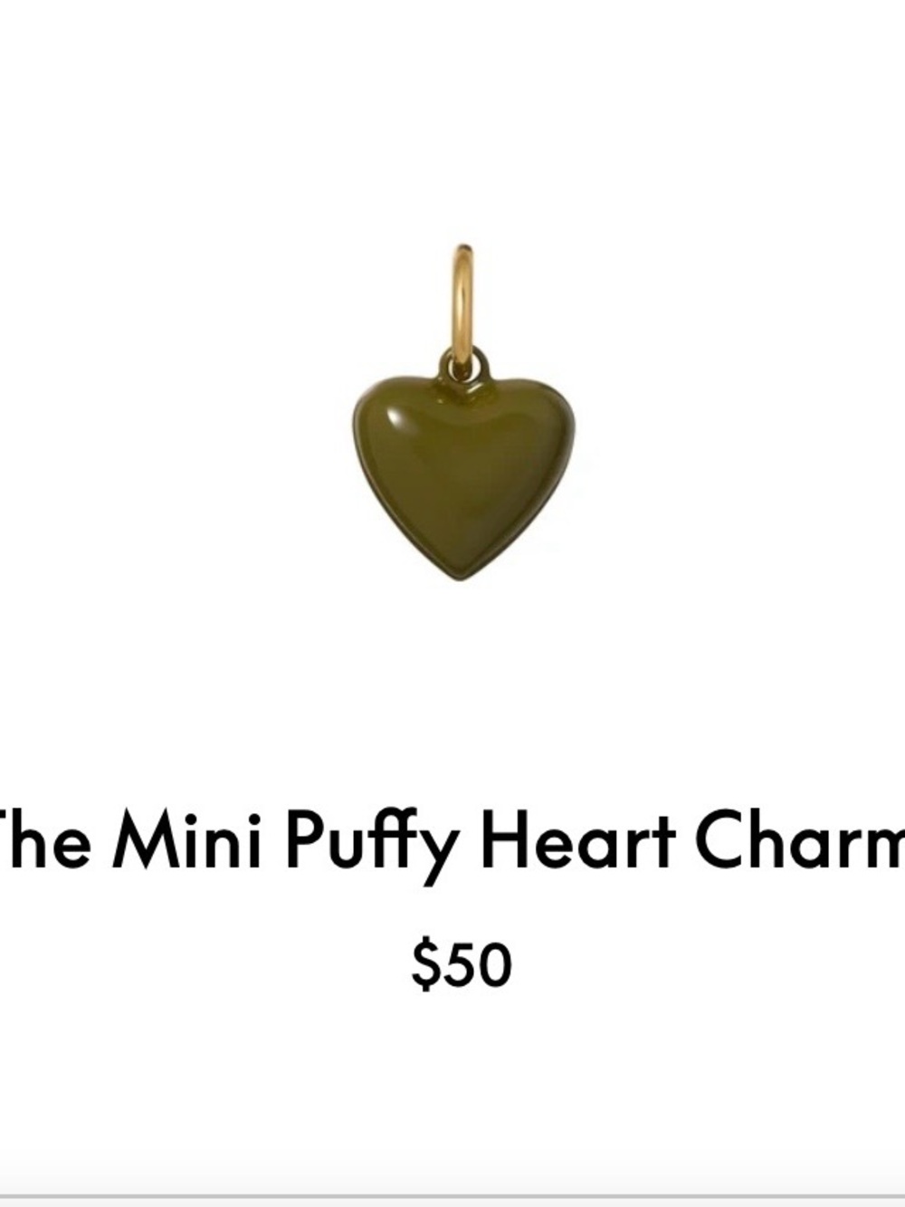 ROXANNE ASSOULIN The Mini Puffy Heart Charm In Olive firm price